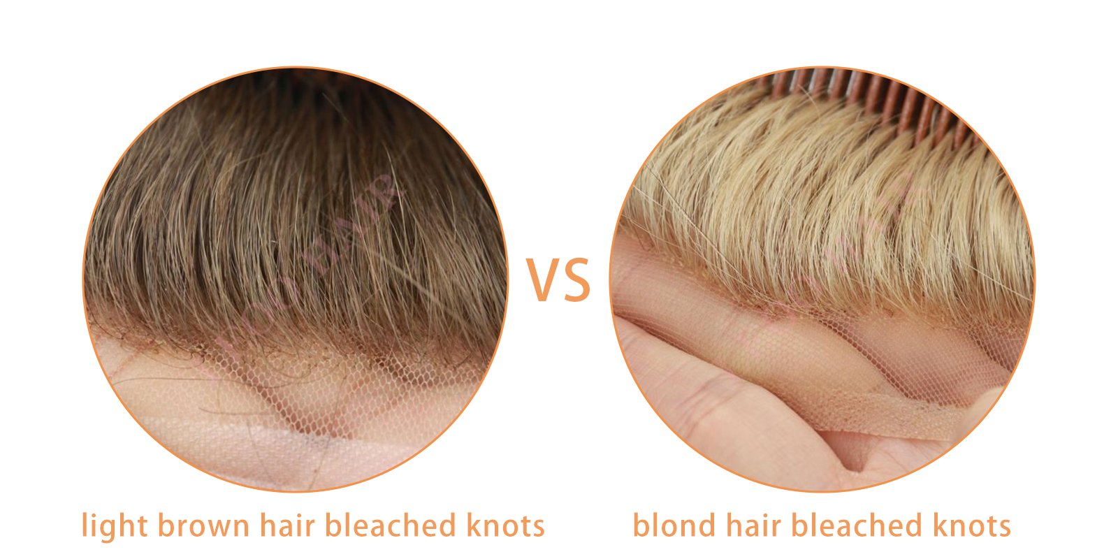 light brown and blond hair bleached knots